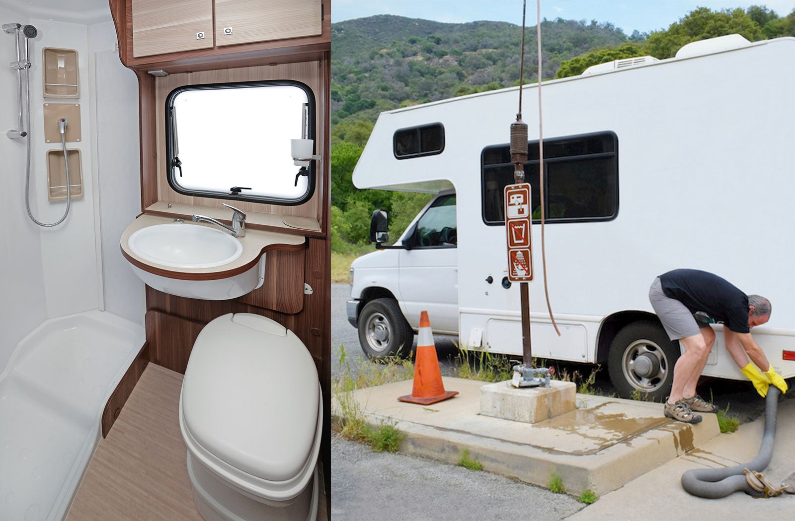 Portable RV/camper toilet and holding tank setup in Bowling Green, Kentucky